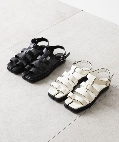 rectangle（レクタングル）の「足袋グルカサンダル（サンダル・レディース・ブラック/アイボリー・MEDIUM/LARGE/SMALL）」の6枚目の写真