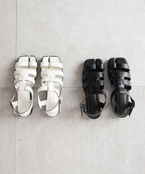 rectangle（レクタングル）の「足袋グルカサンダル（サンダル・レディース・ブラック/アイボリー・MEDIUM/LARGE/SMALL）」の5枚目の写真