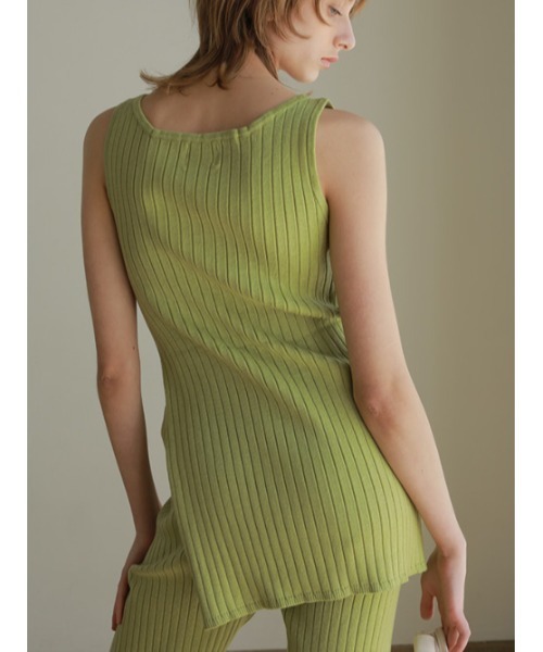AMAIL（アマイル）の「Good style rib cafeset（タンクトップ・レディース・ベージュ/ライム・FREE）」の5枚目の写真