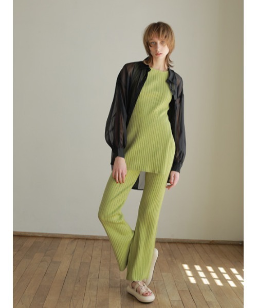 AMAIL（アマイル）の「Good style rib cafeset（タンクトップ・レディース・ベージュ/ライム・FREE）」の7枚目の写真