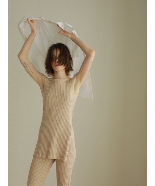 AMAIL（アマイル）の「Good style rib cafeset（タンクトップ・レディース・ベージュ/ライム・FREE）」の10枚目の写真