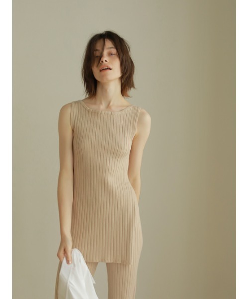 AMAIL（アマイル）の「Good style rib cafeset（タンクトップ・レディース・ベージュ/ライム・FREE）」の11枚目の写真