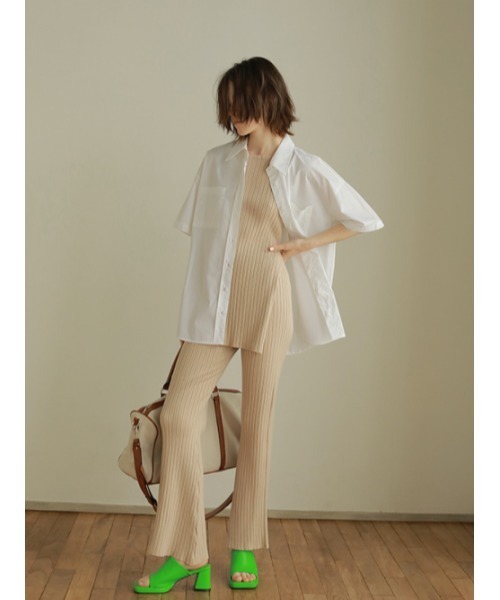 AMAIL（アマイル）の「Good style rib cafeset（タンクトップ・レディース・ベージュ/ライム・FREE）」の12枚目の写真