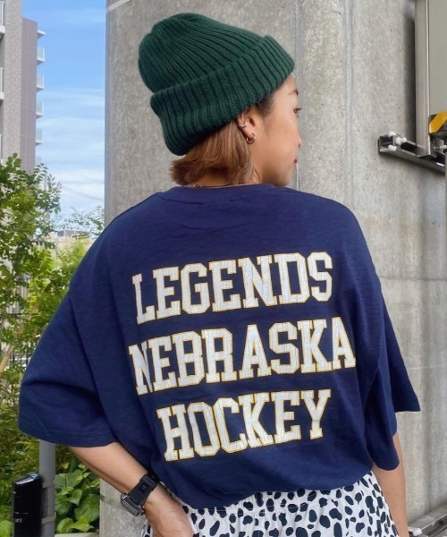 RODEO CROWNS WIDE BOWL（ロデオクラウンズワイドボウル）の「GOOD OLD カレッジTシャツ（Tシャツ/カットソー・レディース・イエロー/オフホワイト/グリーン/ネイビー・FREE）」の3枚目の写真