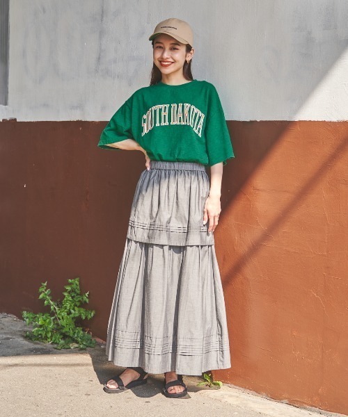 RODEO CROWNS WIDE BOWL（ロデオクラウンズワイドボウル）の「GOOD OLD カレッジTシャツ（Tシャツ/カットソー・レディース・イエロー/オフホワイト/グリーン/ネイビー・FREE）」の5枚目の写真