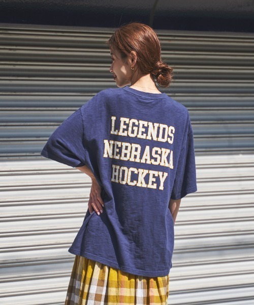 RODEO CROWNS WIDE BOWL（ロデオクラウンズワイドボウル）の「GOOD OLD カレッジTシャツ（Tシャツ/カットソー・レディース・イエロー/オフホワイト/グリーン/ネイビー・FREE）」の10枚目の写真