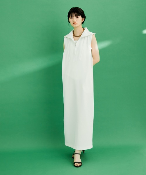 cpg ハーフジップスリーブレスワンピース サイズ1 セール】【S-XL展開】ハーフジップビスチェドッキングワンピース