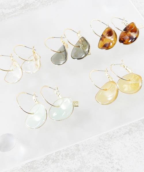 The Rule(ザルール)の「The Rule ザルール:Bowl hoop pierced earring:ボール フープピアス(ピアス(両耳用)・レディース・ホワイト/ベージュ/クリア/クリアグリーン/ブラウン/ブラック・FREE)」の10枚目の写真