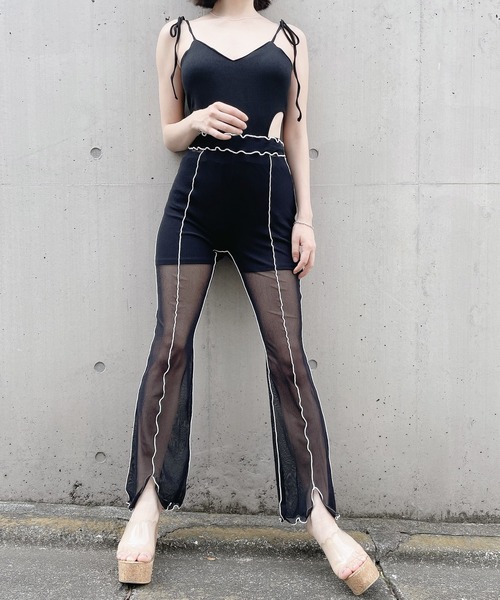 lilLilly(リルリリー)の「メッシュフレアパンツ(その他パンツ・レディース・ホワイト/ブラック/ピンク/ブルー・FREE)」の3枚目の写真