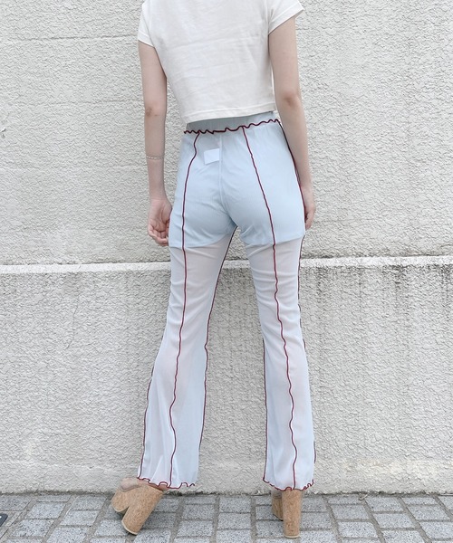 lilLilly(リルリリー)の「メッシュフレアパンツ(その他パンツ・レディース・ホワイト/ブラック/ピンク/ブルー・FREE)」の15枚目の写真