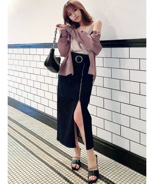 RESEXXY（リゼクシー）の「ミディアムシアーシャツ（シャツ/ブラウス・レディース・ホワイト/ピンク/ブラック/ベージュ・FREE）」の12枚目の写真