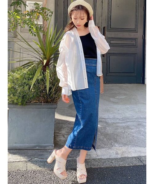 RESEXXY（リゼクシー）の「ミディアムシアーシャツ（シャツ/ブラウス・レディース・ホワイト/ピンク/ブラック/ベージュ・FREE）」の13枚目の写真