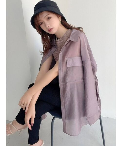 RESEXXY（リゼクシー）の「ミディアムシアーシャツ（シャツ/ブラウス・レディース・ホワイト/ピンク/ブラック/ベージュ・FREE）」の14枚目の写真