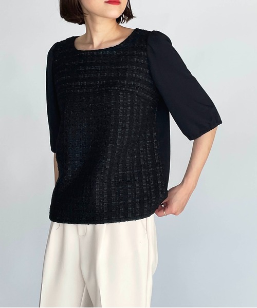 BE NEAT（ビーニート）の「【日本製】フロントツイードプルオーバー（Tシャツ/カットソー・レディース・チャコールグレー/ブラック・M）」の21枚目の写真