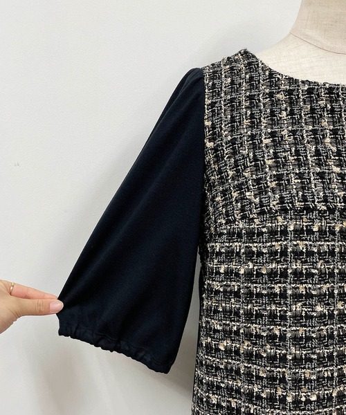 BE NEAT（ビーニート）の「【日本製】フロントツイードプルオーバー（Tシャツ/カットソー・レディース・チャコールグレー/ブラック・M）」の13枚目の写真