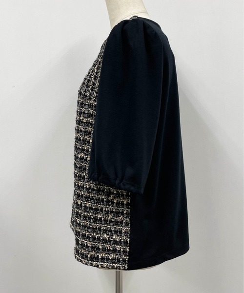 BE NEAT（ビーニート）の「【日本製】フロントツイードプルオーバー（Tシャツ/カットソー・レディース・チャコールグレー/ブラック・M）」の10枚目の写真