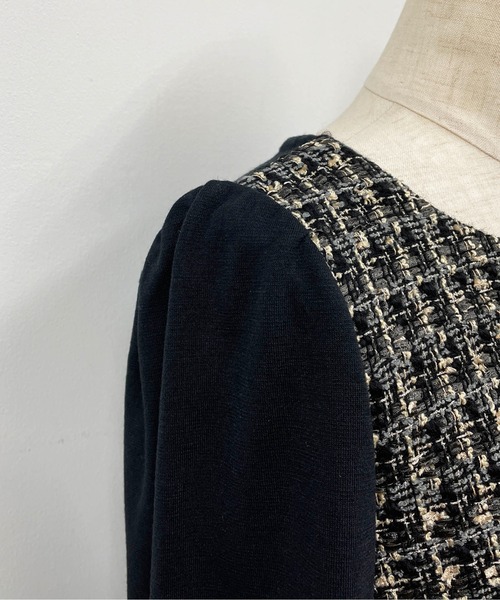 BE NEAT（ビーニート）の「【日本製】フロントツイードプルオーバー（Tシャツ/カットソー・レディース・チャコールグレー/ブラック・M）」の14枚目の写真