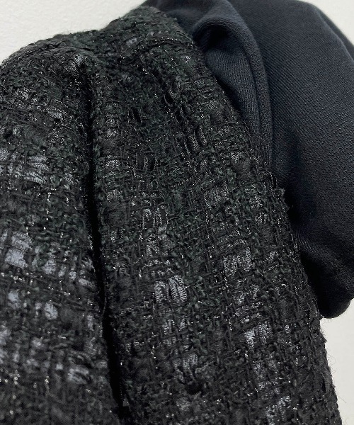 BE NEAT（ビーニート）の「【日本製】フロントツイードプルオーバー（Tシャツ/カットソー・レディース・チャコールグレー/ブラック・M）」の7枚目の写真