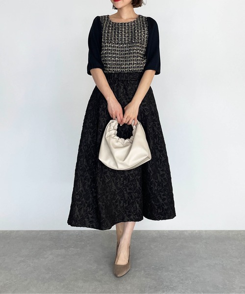 BE NEAT（ビーニート）の「【日本製】フロントツイードプルオーバー（Tシャツ/カットソー・レディース・チャコールグレー/ブラック・M）」の5枚目の写真