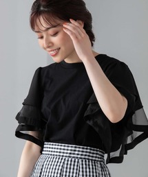 フリルシフォンスリーブトップス
