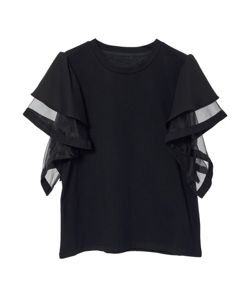 Edit Sheen(エディットシーン)の「フリルシフォンスリーブトップス(Tシャツ/カットソー・レディース・ホワイト/ブラック・M)」の21枚目の写真