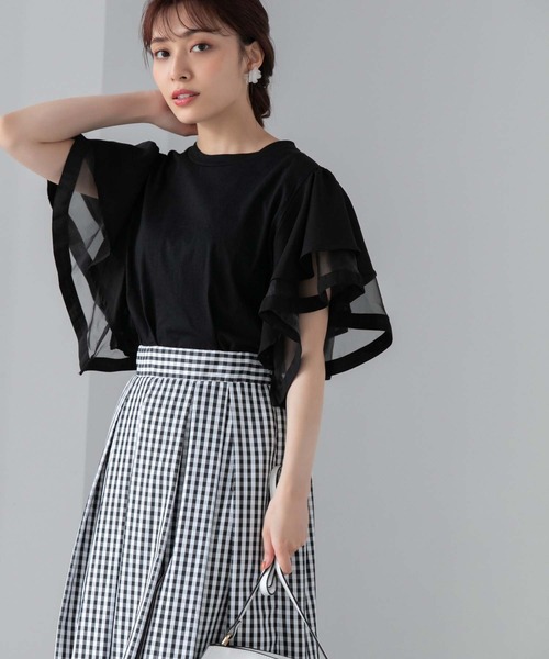Edit Sheen(エディットシーン)の「フリルシフォンスリーブトップス(Tシャツ/カットソー・レディース・ホワイト/ブラック・M)」の18枚目の写真