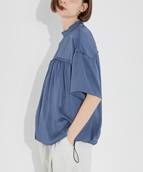 CITY TOKYO（シティトウキョウ）の「ドローコードギャザーブラウス（シャツ/ブラウス・レディース・ブラック/ブルー・FREE）」の2枚目の写真