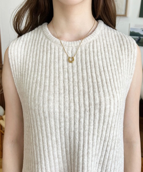 moment+(モーメントプラス)の「〈セットアップニット〉アルパカタッチハイネックショート丈プルオーバー&ノースリーブワンピース(ワンピース・レディース・グレー/チャコールグレー/ベージュ/アイボリー/ブラウン/ナチュラル・FREE/L/M)」の18枚目の写真