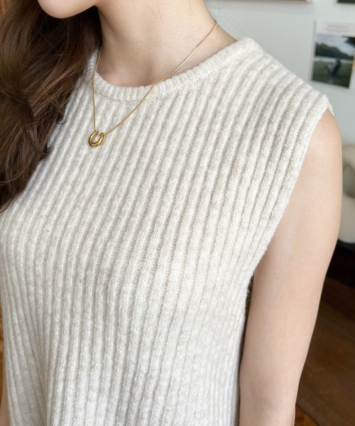 moment+(モーメントプラス)の「〈セットアップニット〉アルパカタッチハイネックショート丈プルオーバー&ノースリーブワンピース(ワンピース・レディース・グレー/チャコールグレー/ベージュ/アイボリー/ブラウン/ナチュラル・FREE/L/M)」の19枚目の写真