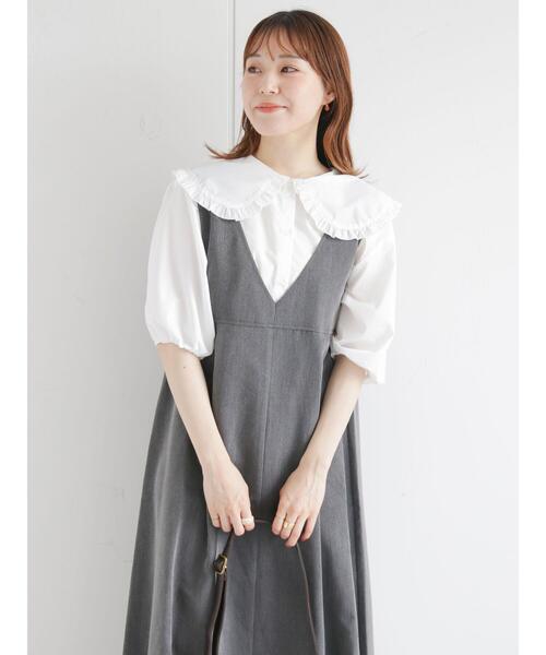 ehka sopo(エヘカソポ)の「ビッグ衿ブラウス(シャツ/ブラウス・レディース・ブラック/オフホワイト/キナリ・フリ-)」の11枚目の写真