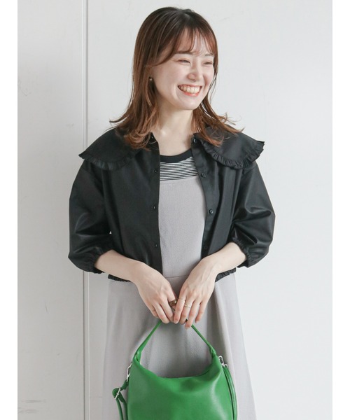 ehka sopo(エヘカソポ)の「ビッグ衿ブラウス(シャツ/ブラウス・レディース・ブラック/オフホワイト/キナリ・フリ-)」の16枚目の写真