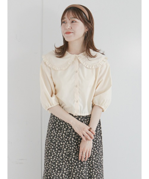 ehka sopo(エヘカソポ)の「ビッグ衿ブラウス(シャツ/ブラウス・レディース・ブラック/オフホワイト/キナリ・フリ-)」の20枚目の写真