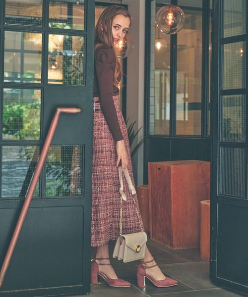 NOELA（ノエラ）の「チェックパターンフレアスカート（スカート・レディース・ピンク/グレー/ブラウン・M/S）」の3枚目の写真