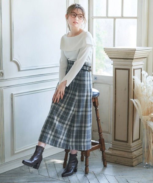 NOELA（ノエラ）の「チェックパターンフレアスカート（スカート・レディース・ピンク/グレー/ブラウン・M/S）」の5枚目の写真