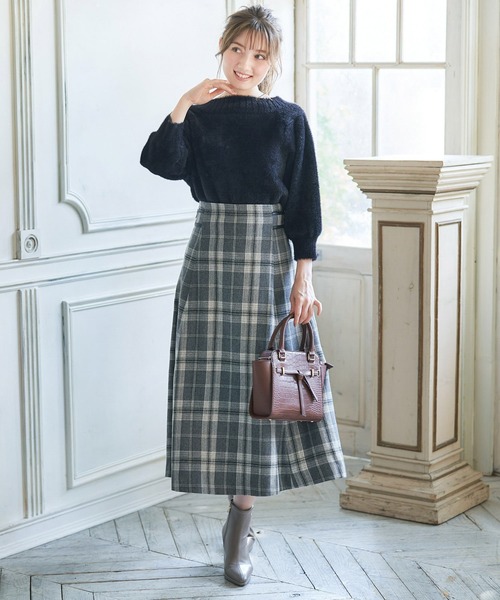 NOELA（ノエラ）の「チェックパターンフレアスカート（スカート・レディース・ピンク/グレー/ブラウン・M/S）」の8枚目の写真