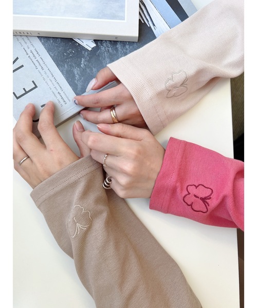 JUMELLE(ジュメロ)の「【映えデザイン】刺繍レイヤードカットソー(Tシャツ/カットソー・レディース・モカ/ピンク/ベージュ・FREE)」の6枚目の写真