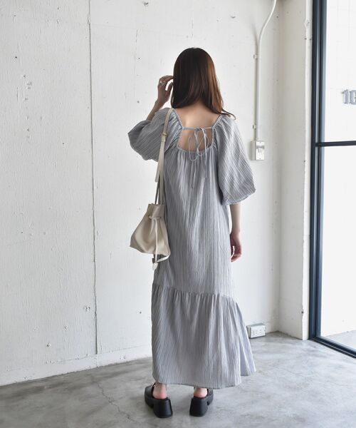 RETRO GIRL（レトロガール）の「バルーン袖ティアードOP（ワンピース・レディース・ライトグレー/ブラック/グリーン・FREE）」の16枚目の写真