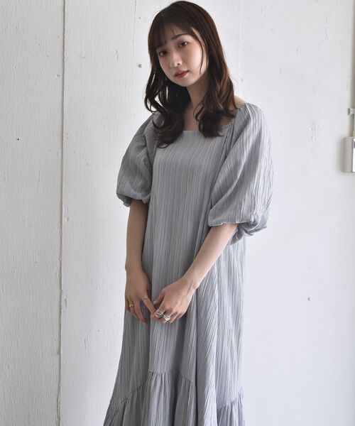 RETRO GIRL（レトロガール）の「バルーン袖ティアードOP（ワンピース・レディース・ライトグレー/ブラック/グリーン・FREE）」の17枚目の写真