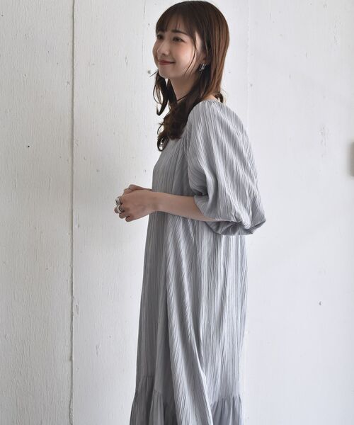 RETRO GIRL（レトロガール）の「バルーン袖ティアードOP（ワンピース・レディース・ライトグレー/ブラック/グリーン・FREE）」の18枚目の写真