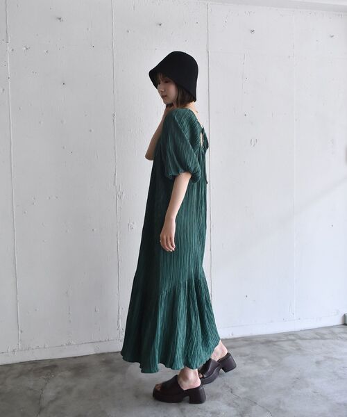 RETRO GIRL（レトロガール）の「バルーン袖ティアードOP（ワンピース・レディース・ライトグレー/ブラック/グリーン・FREE）」の22枚目の写真