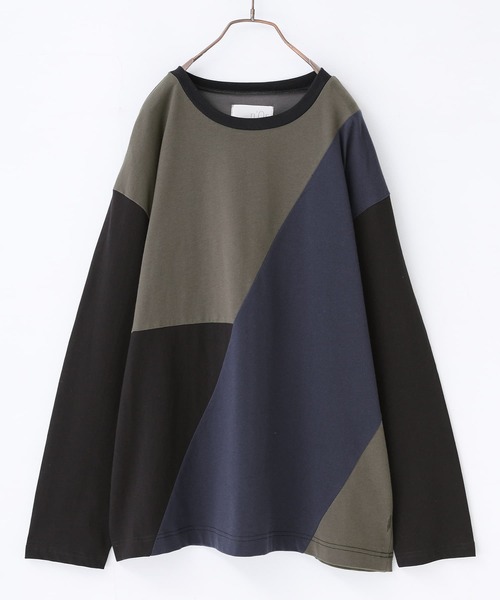osharewalker（オシャレウォーカー）の「『配色アシメ切替コットンロンT』（Tシャツ/カットソー・メンズ・オフホワイト/ブラック・2/3）」の20枚目の写真