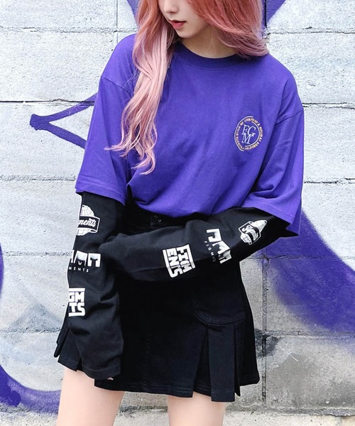 Figments（フィグメンツ）の「フェイクレイヤードワンポイントロンT（Tシャツ/カットソー・レディース・ホワイト/ブラック/パープル/グリーン・SMALL/MEDIUM）」の4枚目の写真