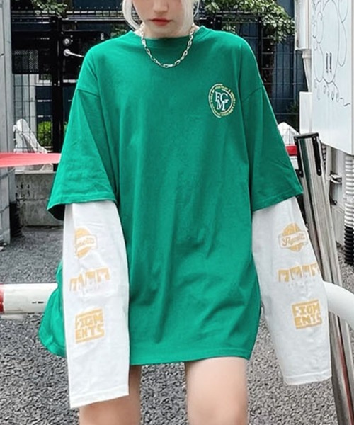 Figments（フィグメンツ）の「フェイクレイヤードワンポイントロンT（Tシャツ/カットソー・レディース・ホワイト/ブラック/パープル/グリーン・SMALL/MEDIUM）」の3枚目の写真