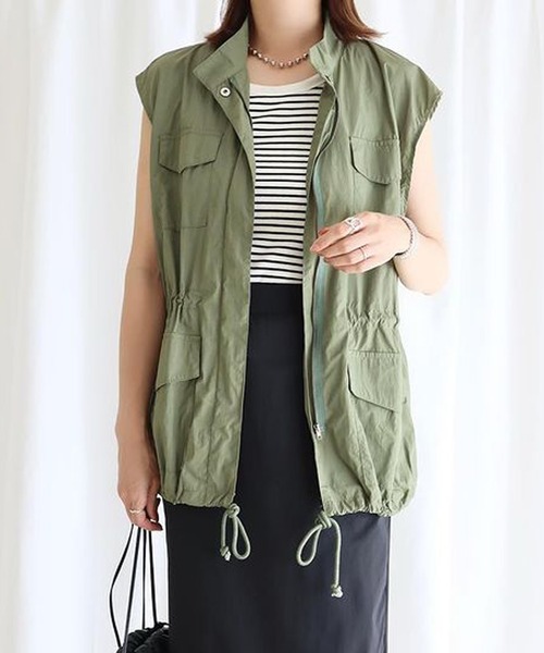 SUGAR BISKET（シュガービスケット）の「ハイネックミリタリーベスト（ベスト・レディース・ブラック/カーキ/アイボリー・フリー）」の3枚目の写真