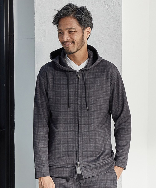 UNION STATION（ユニオンステーション）の「プリント裏起毛ZIPアップパーカ<セットアップ対応>（パーカー・メンズ・ブラウン系その他/チャコールグレー/ネイビー・M/L/LL）」の4枚目の写真