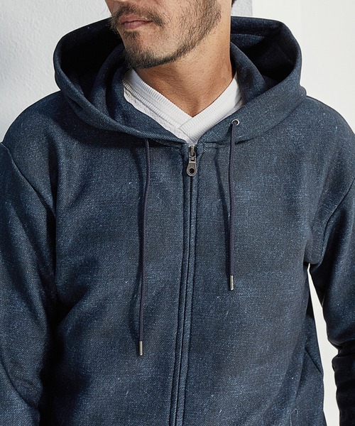 UNION STATION（ユニオンステーション）の「プリント裏起毛ZIPアップパーカ<セットアップ対応>（パーカー・メンズ・ブラウン系その他/チャコールグレー/ネイビー・M/L/LL）」の9枚目の写真