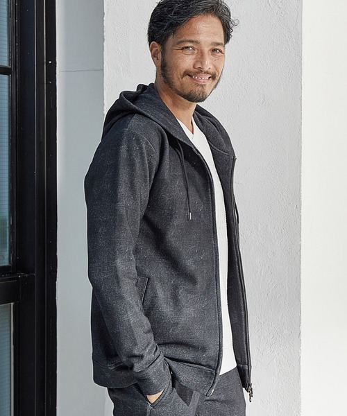 UNION STATION（ユニオンステーション）の「プリント裏起毛ZIPアップパーカ<セットアップ対応>（パーカー・メンズ・ブラウン系その他/チャコールグレー/ネイビー・M/L/LL）」の13枚目の写真