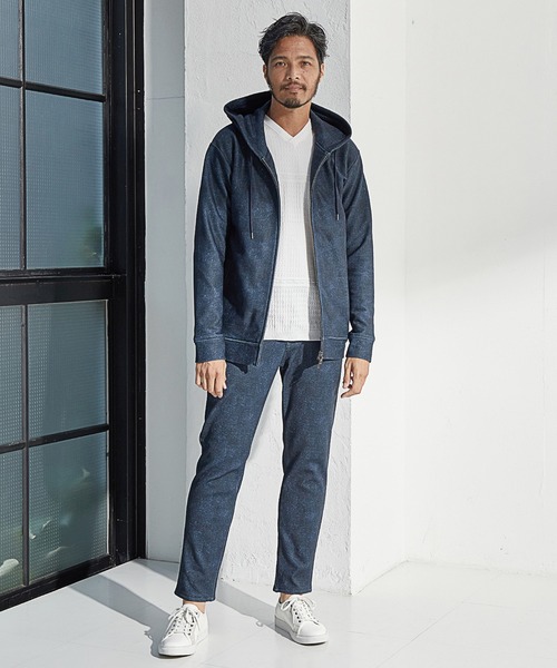 UNION STATION（ユニオンステーション）の「プリント裏起毛ZIPアップパーカ<セットアップ対応>（パーカー・メンズ・ブラウン系その他/チャコールグレー/ネイビー・M/L/LL）」の16枚目の写真