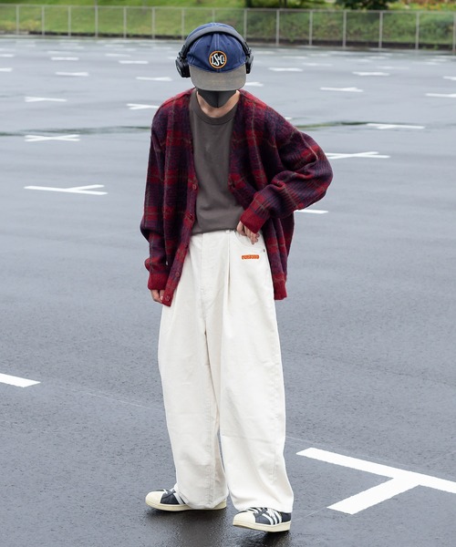 Perushu（ペルーシュ）の「モヘアライクチェックニットカーディガン（カーディガン/ボレロ・メンズ・ボルドー/オリーブ/オレンジ・MEDIUM/LARGE）」の14枚目の写真