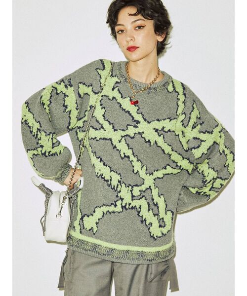 jouetie（ジュエティ）の「クレイジージャカードニット（ニット/セーター・レディース・ブラック/グレー/ボルドー・MEDIUM）」の4枚目の写真